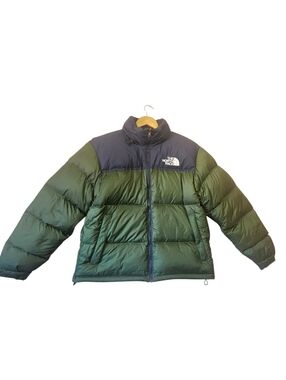 The North Face 1996 Retro Nuptse Jacket Green Navy Men's Size M Puffer Down